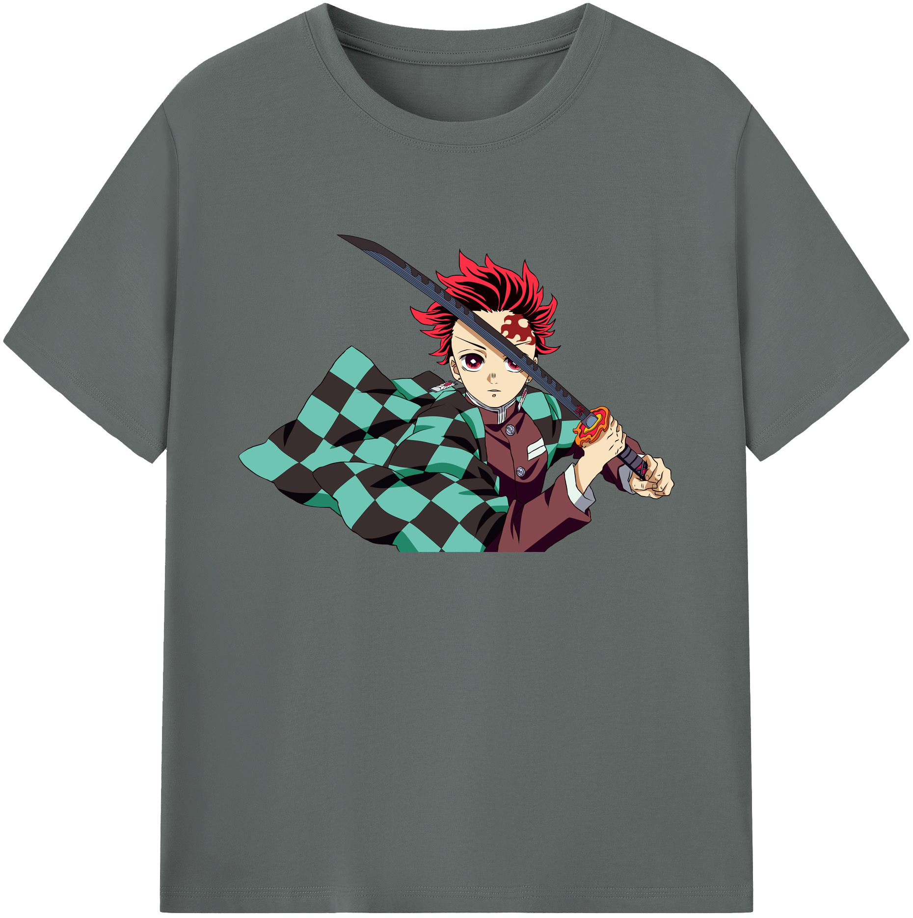 （画像用） 鬼滅の刃 竈門 炭治郎／かまど たんじろう Kamado Tanjirou 綿100％ メンズ半袖Tシャツ｜肌触りやわらか＆通気性